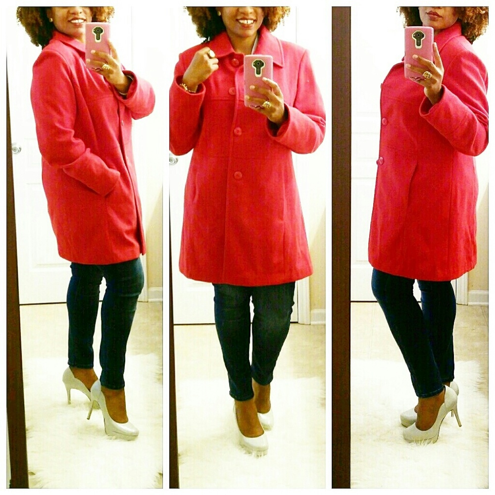 Seventh Avenue Red Wool-Blend Winter Coat